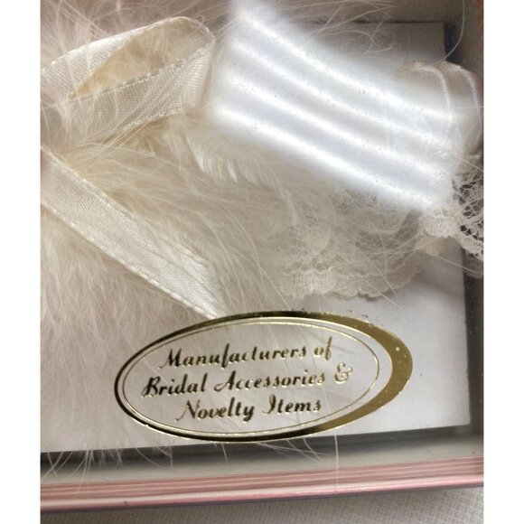 Jamie Lynn Bridal Feather & Lace Wedding Garter Set With Ribbon & Floral Accent - Picture 6 of 6